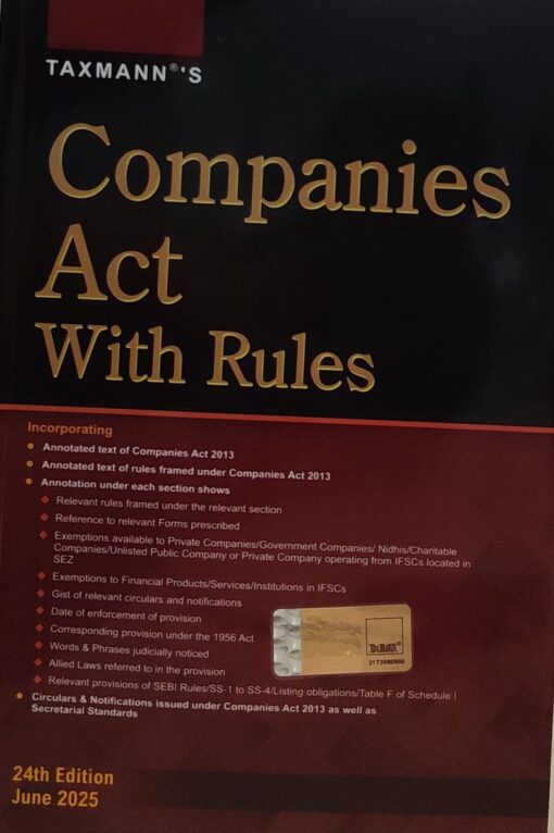 Companies Act With Rules 24th Edition June  2025  Taxmann's