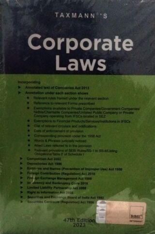 Corporate laws 47th edition 2023 Taxmann’s