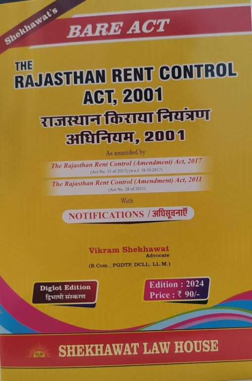 Rajasthan Rent Control Act 2001 Vikram Shekhawat Diglot Edition Shekhawat Law House Bare Act Edition 2023