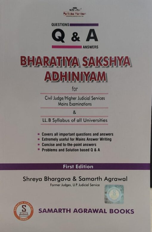 Q & A Bhartiya sakshya adhiniyam  SAMARTH AGRWAL BOOKS 2025  SAMARTH AGRWAL  & SHREYA BHARGAVA