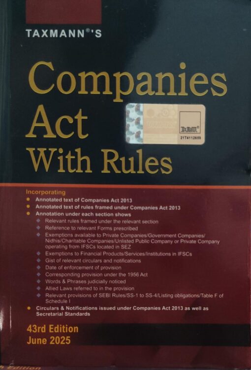 Companies  Act  With Rules  24th Edition June 2025  Taxmann's POCKET EDITION